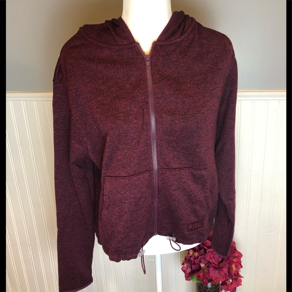 VS PINK marled maroon zip up hoodie